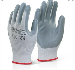 CLICK 2000 NITRILE FOAM POLYESTER GLOVES EC6 SIZE 9 LARGE ,BOX OF 100 PAIRS - Picture 1 of 3