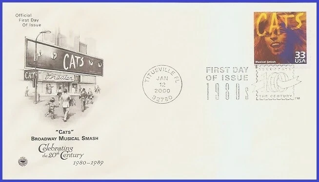 USA3 #3190b U/A PCS ARTCRAFT FDC   1980s - Musical Smash Cats - Image 1 of 1