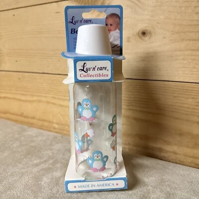 Vintage Rare Luv ‘n Care Baby Bottle Nurser 8 oz  PENGUIN ICE  Theme Nipple Usa - Image 1 of 4
