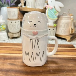 Rae Dunn Keramik PELZ MAMA Becher mit Katzengesichtsdeckel - Bild 1 von 4