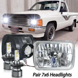 a Pair 7x6 5x7 led headlights Hi/Lo For Toyota Hilux 1988-1997 Pickup 1982-1995 - Picture 1 of 16