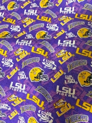 Louisiana State University Tigers Cotton Fabric 1/2 Yard x 44" Wide Sykel  - Image 1 of 2
