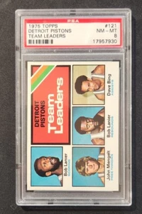 1975 TOPPS #121 BOB LANIER-DAVE BING DETROIT PISTONS Team Leaders PSA 8 - Picture 1 of 2