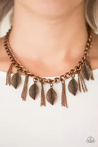 ~Sequoia serena~ Collana con frange foglia rame con orecchini paparazzi gioielli - Foto 1 di 3