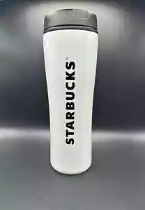 Starbucks White Black Stainless Travel Coffee Mug Cup Hot / Cold 20oz New - Picture 1 of 4