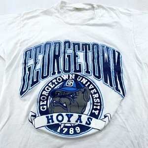 vintage 80s GEORGETOWN UNIVERSITY HOYAS T-Shirt SMALL/MEDIUM football ncaa soft - Picture 1 of 6