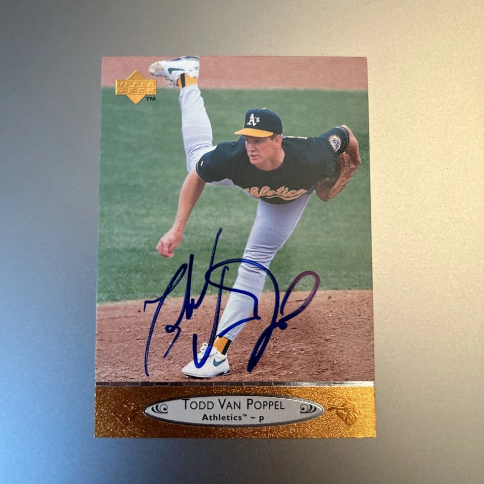 TODD VAN POPPEL 1996 UPPER DECK AUTOGRAPHED SIGNED AUTO BASEBALL CARD - Image 1 of 1