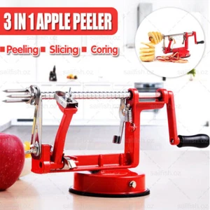 3 in 1 Kitchen Tool Apple Peeler Slinky Machine Fruit Cutter Slicer Corer Red AU - Picture 1 of 12