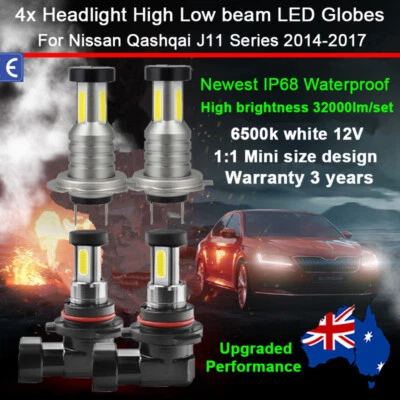 4x 360° 3 Side Headlight Globes High Low Beam For Nissan Qashqai J11 2014-2017 - image 1 of 4