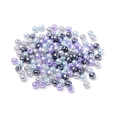 Glass Painted Pearl Mix Faux Lavender (Purple Blue Grey)  4mm Dia Approx 400pcs - Image 1 of 4
