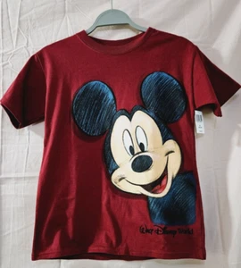 Disney Land Mickey Mouse Head Face Red Graphic Youth T-Shirt Tee Boys Size (M) - Picture 1 of 3