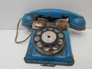 1940s Gong Bell Mfg Co Speedphone Blue Rotary Toy tabletop Phone Used needs TLC - Picture 1 of 7
