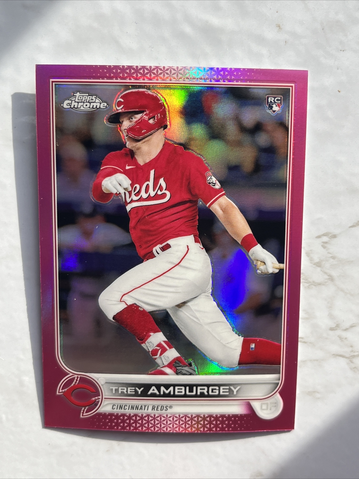 2022 Topps Chrome Trey Amburgey RC Pink Refractor Cincinnati Reds #61