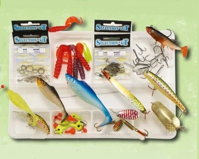 MARKENLOS Angelset Set Raubfisch Sortiment Angeln Zubehör Wobbler Hecht Zander Barsch Box