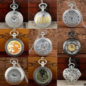 Antico orologio da tasca steampunk lusso quarzo vintage ciondolo collana regalo retrò - Foto 1 di 37