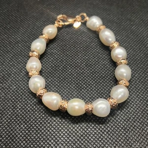 Honora Bronze Italy FresherWater Cultured Pearl Bracelet Rose Gold Tone Spacer - Picture 1 of 3
