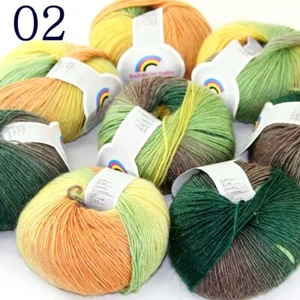 Sale 8Ballsx50gr Colorful Rainbow Rug Shawl Cashmere Wool Hand Crochet Yarn 02 - Picture 1 of 12