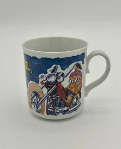 Windel Winni RARE German Comic Ceramic Coffee Tea Mug Motorcycle Chopper Design - Picture 1 of 7