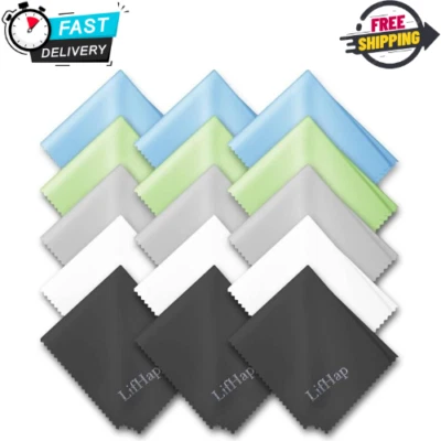 LIFHAP 15 Pack Microfiber Glasses Cleaning Cloths - Glasses And Eyeglass Cleaner Wipes