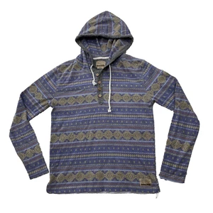 Suéter de Playa FREE NATURE Hombres S Púrpura Dorado Rayas Western Henley Sudadera con Capucha 38" - Imagen 1 de 20