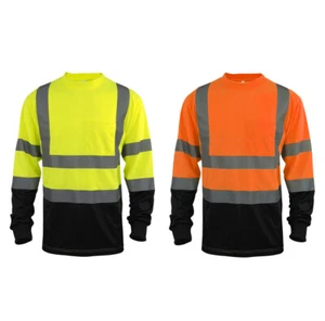 Hi Vis T Shirt ANSI Class 3 Reflective Safety HIGH VISIBILITY Black Bottom 34 - Picture 1 of 8