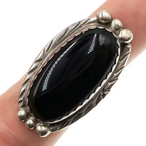 Vintage Native American Sterling Silver Black Onyx Ring Size 9 - Picture 1 of 4