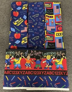 Back to School Apron Panel and 4 matching 1 yard cuts - Picture 1 of 23