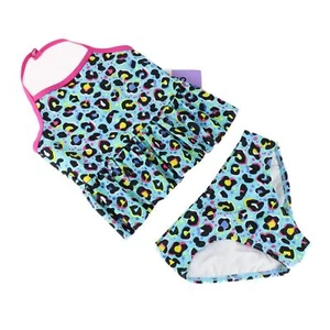 Kensie Girls Swim Set - 2 Piece Tankini Swimsuit, Size 5, Turquoise Leopard - Picture 1 of 3