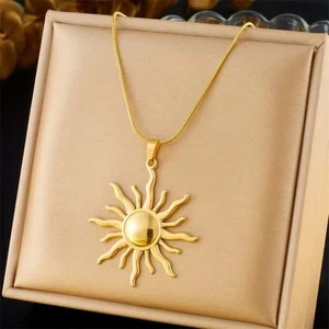 Golden Lobster Clasp Necklace Concise Solar Jewelry Gift Neck Chain Women Girl - Picture 1 of 6
