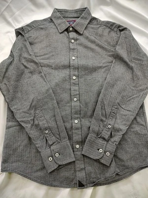 Untuckit Shirt Mens Large Gray Slim Fit Herringbone Button Down Long Sleeve - Image 1 of 4