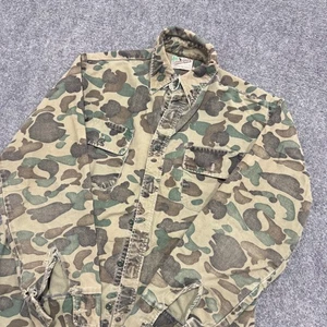 VTG The Woodsman Button Up Shirt Men's Large Made In USA 100% Cotton Camouflage - Picture 1 of 13
