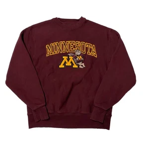 Minnesota Golden Gophers Embroidered Sweatshirt Mens Medium Cotton Weave Maroon - Picture 1 of 4