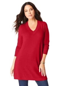 Roaman's Women's Plus Size Plus Size Cashmere V-Neck Sweater - Picture 1 of 15