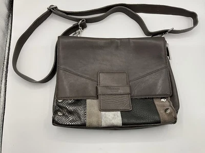 Bolso Bandolera Hammitt Joe Cuero Gris Piel de Serpiente Plata Ojales Cartera Bolso de Mano Foto 1 de 4