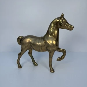 Solid Brass Horse Figurine Statue Vintage 8.5”x10” Equestrian Decor 1.2kg - Picture 1 of 16