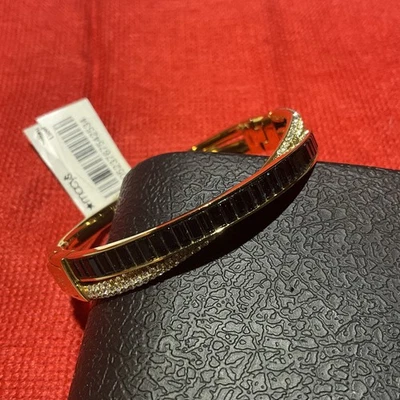 NUEVO CON ETIQUETA Brazalete Brazalete Michael Kors Baguettes Cristales Pavimentado Tono Dorado Bisagras Foto 1 de 4