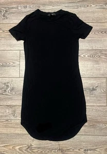 Vestido camisero negro liso pequeño dobladillo curvo - Imagen 1 de 2