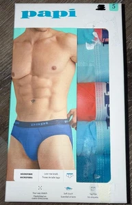 Papi ~ 5-Pair Mens Low Rise Briefs Polyester Blend Microfiber (G) ~ L (36-38) - Picture 1 of 3