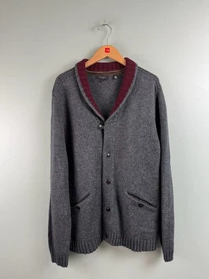 Cárdigan Suéter Ted Baker Gris Carbón Mezcla Algodón Botón Mantón Cuello 7 Foto 1 de 4