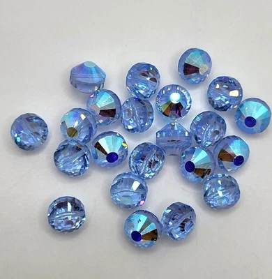 6pc Swarovski Crystal Lt Sapphire AB Tablet 5101 Beads; 2 Sizes: 9mm, 10mm - Image 1 of 2