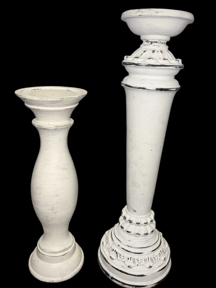 Soporte Candelabro Shabby Chic Rústico, Off-White Foto 1 de 4