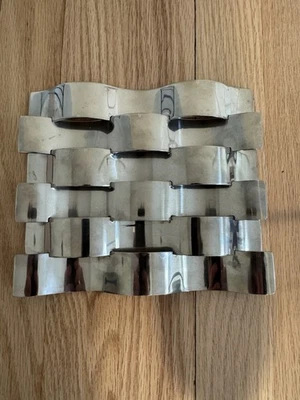 MCM Chrome Trivet Basket Weave Rectangle 7 1/2 x 6 1/2” Modern Unique Kitchen - Image 1 of 4