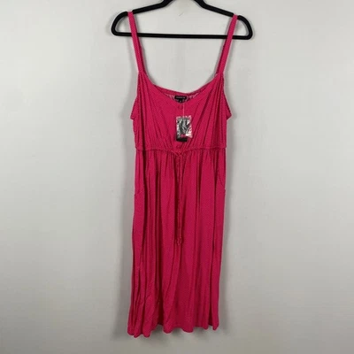 Vestido Torrid Challis Henley Frambuesa Sin Mangas Talla 2X Corbata Cintura Lunares Foto 1 de 4