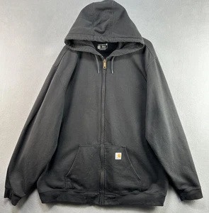Carhartt Hoodie Herren 2XL groß schwarz lockere Passform durchgehender Reißverschluss Fleece Workwear K122 - Bild 1 von 8