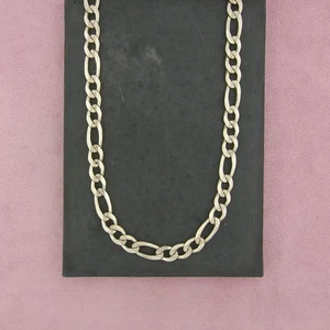 sterling silver mens 12mm hammered figaro chain necklace size 26.5in - Picture 1 of 3