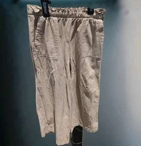 Girls Linen Wide Leg Khaki Pants Size 6/7 - Picture 1 of 6