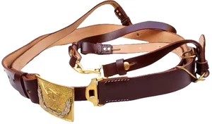 US Civil War Union Cavalry Officers Leather Sword Belt & Eagle Square Buckle Rep - Picture 1 of 6