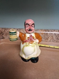 Vintage Ceramic Victoria Ceramic Japan 1960's Bald Bartender Decanter - Picture 1 of 7