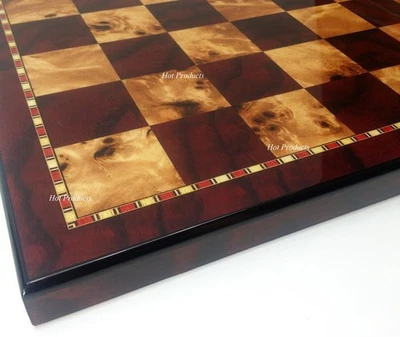 18" HIGH GLOSS Cherry & Burlwood COLOR CHESS BOARD With 1 31/32 Inch Squares - Image 1 of 2