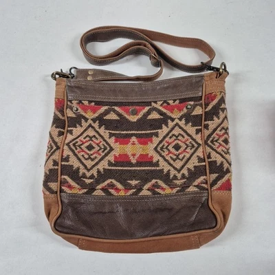 Myra Bag Cotton Leather Aztec Western Fringe 6 Pockets - Image 1 of 4